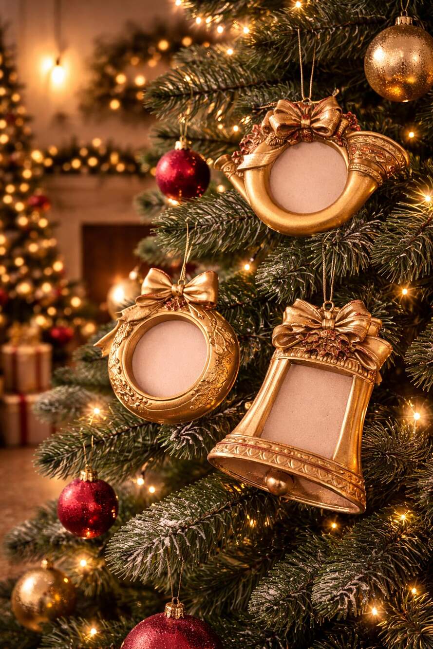 Burnes Of Boston Photo Insert Christmas Ornament Set